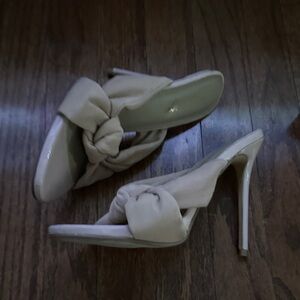 Fashion Nova Cream Bow High Heels